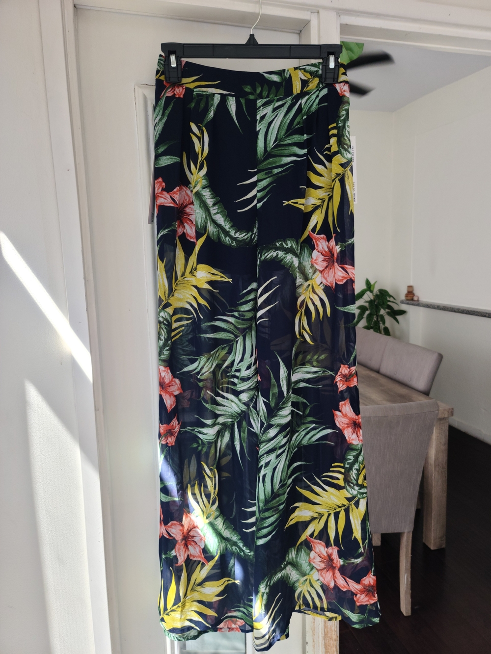 FAVLUX Navy Tropical Floral Wide-Leg Pants